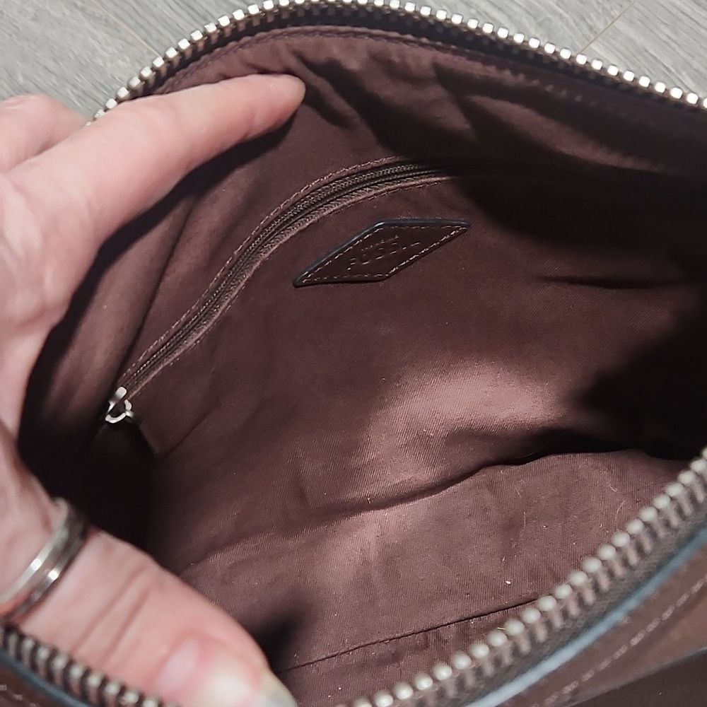 Vintage Espresso Fossil Dawson Pebbles Leather Satchel Bag - Picture 7 of 10